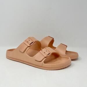 Qupid Lennie EVA Slide Sandal Womens 10 Coral Double Strap Beach‎ Pool Summer
